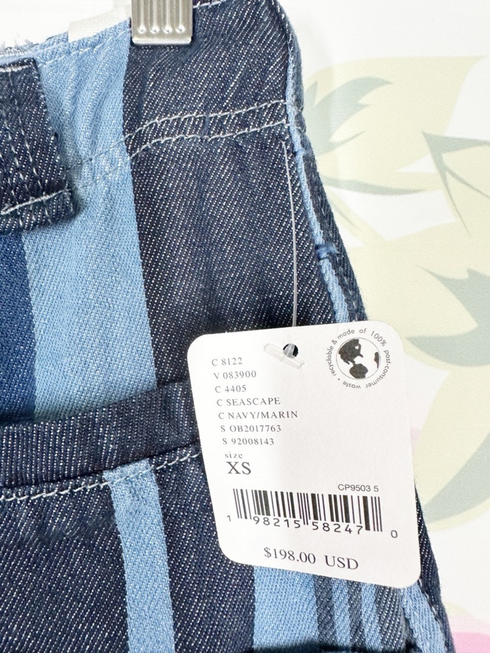NEW Free People We The Free Cove Crop Pull On Stripe Floral Print Denim Jeans XS - Picture 8 of 14